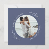 Stoffig blauwe wilde bloem bloemig Save the date f Kaart (Achterkant)