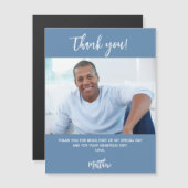 Stoffig blauwe witte foto dank je magnet (Voorkant / Achterkant)