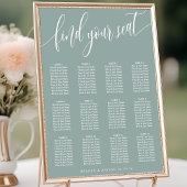 Stoffig Blauwgroen Eenvoudig Bruiloft Zitschema Poster