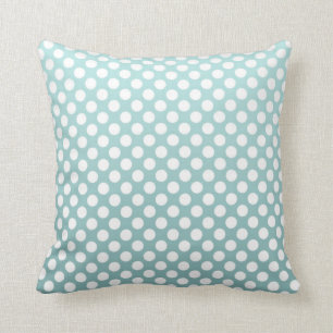Stoffig Blauwgroen en Witte Polka Dot patroon Kussen