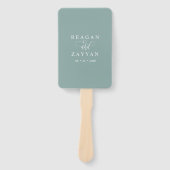 Stoffig Blauwgroen minimalistisch trouwprogramma Handwaaier (Voorkant)