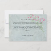 Stoffig Blauwgroen Wit Magenta Groen Bloemen Bedankkaart (Achterkant)