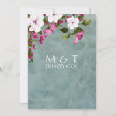 Stoffig Blauwgroen Wit Magenta Groen Bloemen Kaart (Achterkant)