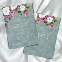 Stoffig Blauwgroen Wit Magenta Groen Bloemen