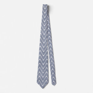 Stoffig Denim Blau Klein Chevron Patroon Stropdas
