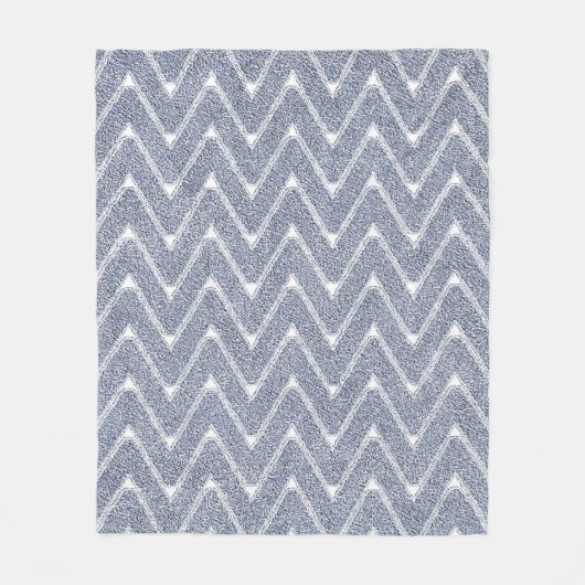 Stoffig denimblauw chevronpatroon fleece deken (Voorkant)