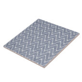 Stoffig denimblauw chevronpatroon tegeltje (Zijkant)
