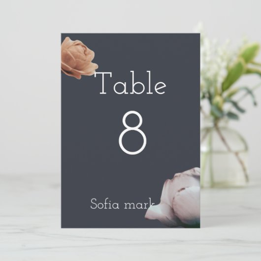 Stoffig donkerblauw minimaal tafelnummer (Staand voorkant)