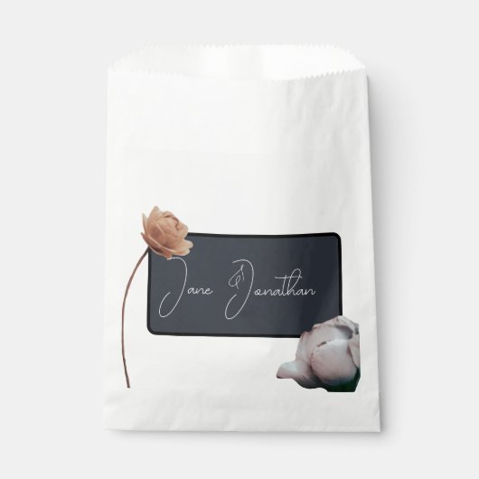 Stoffig donkerblauw minimale bloem bedankzakje (Voorkant)