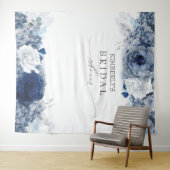 Stoffig en Navy Blue Bloemenbruids / Baby shower Wandkleed (In Situ (horizontaal))