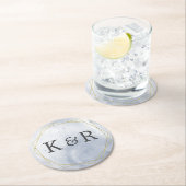 Stoffig Goud en Blauw Huwelijk Ronde Kartonnen Onderzetter (Insitu)