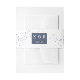 Stoffig Goud en Blauw Huwelijk Uitnodigingen Wikkel