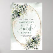 Stoffig groen aquarel bruiloftsontvangstbord poster (Voorkant)