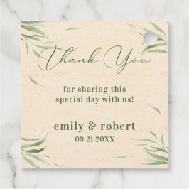 Stoffig groen blad beige ambachtelijk papier bedankjes labels