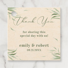 Stoffig groen blad beige ambachtelijk papier bedankjes labels