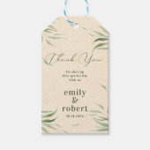 Stoffig groen blad beige ambachtelijk papier cadeaulabel (Voorkant)