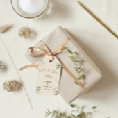 Stoffig groen blad beige ambachtelijk papier cadeaulabel