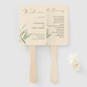 Stoffig groen blad beige ambachtelijk papier handwaaier (Voorkant en achterkant)