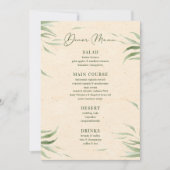 Stoffig groen blad Beige ambachtelijk papier Menu Kaart (Voorkant)