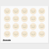 Stoffig groen blad beige papier ronde sticker (Vel)