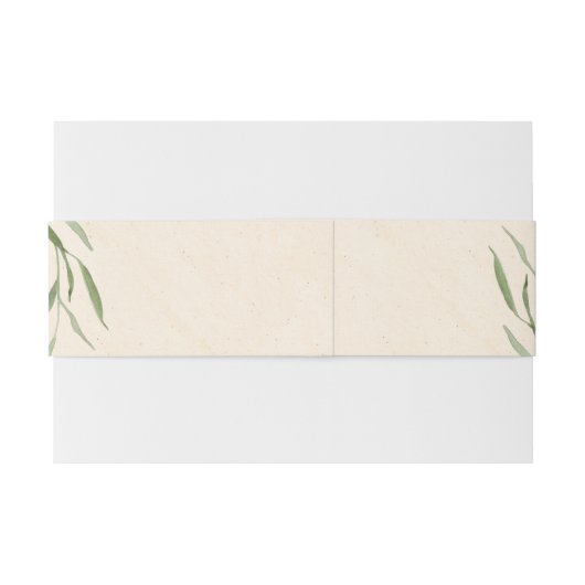 Stoffig groen blad beige papier uitnodigingen wikkel (Achterkant Voorbeeld)