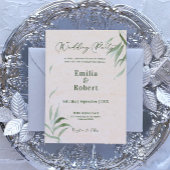 Stoffig Groen Bladblad Beige Ambacht Papier Uitnod Kaart