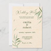 Stoffig Groen Bladblad Beige Ambacht Papier Uitnod Kaart (Voorkant)