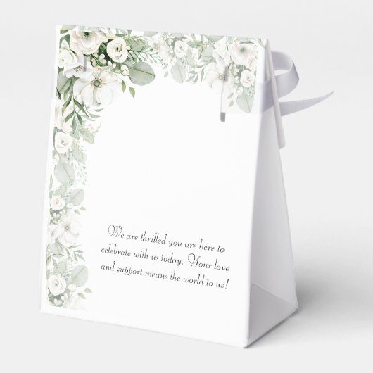 Stoffig groen bloemenbruiloftsfeest roos waterverf bedankdoosjes (Achterkant)