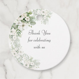 Stoffig groen bloemenbruiloftsfeest roos waterverf bedankjes labels