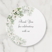 Stoffig groen bloemenbruiloftsfeest roos waterverf bedankjes labels (Voorkant)