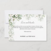 Stoffig groen bloemenbruiloftsfeest roos waterverf bedankkaart (Voorkant)