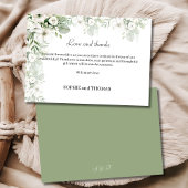 Stoffig groen bloemenbruiloftsfeest roos waterverf bedankkaart