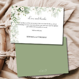 Stoffig groen bloemenbruiloftsfeest roos waterverf bedankkaart