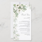 Stoffig groen bloemenbruiloftsfeest roos waterverf bedankkaart (Voorkant)