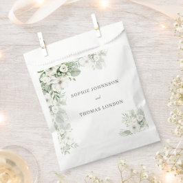 Stoffig groen bloemenbruiloftsfeest roos waterverf bedankzakje