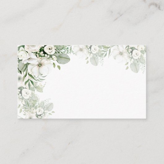 Stoffig groen bloemenbruiloftsfeest roos waterverf informatiekaartje (Achterkant)