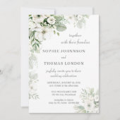 Stoffig groen bloemenbruiloftsfeest roos waterverf kaart (Voorkant)