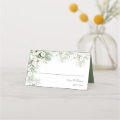 Stoffig groen bloemenbruiloftsfeest roos waterverf plaatskaartje (Voorkant)
