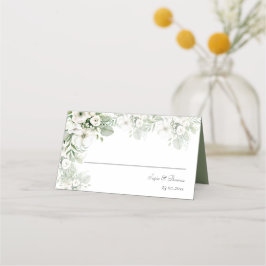 Stoffig groen bloemenbruiloftsfeest roos waterverf plaatskaartje