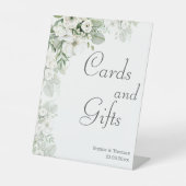 Stoffig groen bloemenbruiloftsfeest roos waterverf reclamebord met voetstuk (Voorkant)