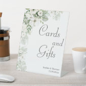 Stoffig groen bloemenbruiloftsfeest roos waterverf reclamebord met voetstuk (Insitu)