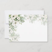 Stoffig groen bloemenbruiloftsfeest roos waterverf RSVP kaartje (Achterkant)