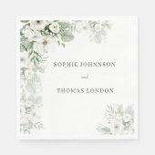 Stoffig groen bloemenbruiloftsfeest roos waterverf servet (Voorkant)