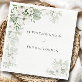 Stoffig groen bloemenbruiloftsfeest roos waterverf servet