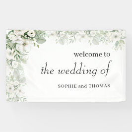 Stoffig groen bloemenbruiloftsfeest roos waterverf spandoek