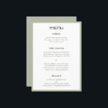 Stoffig groen Casual handschrift minimalistisch mo Menu<br><div class="desc">Stoffig Groen Casual Handschrift Minimalistisch Modern Trouwmenu</div>