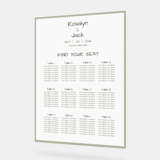 Stoffig Groen Casual Handschrift Zitting Grafiek Acryl Bord (Hoek)