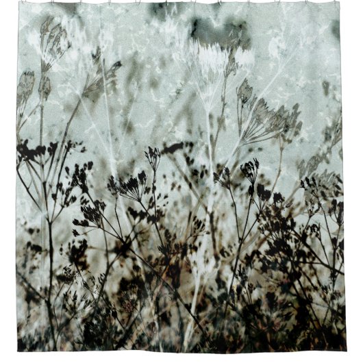 Stoffig Groen Donkerbruin Botanisch Koningin Anne  Douchegordijn (Voorkant)