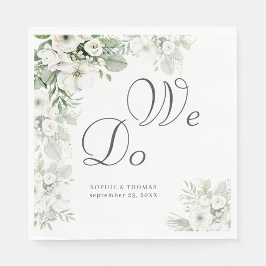 Stoffig groen floraal roos we doen waterverf bruil servet (Voorkant)