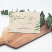 Stoffig groen gebladerte, beige papier, dank je bedankkaart